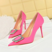 Rhinestone buckle slim high heel shoes 21