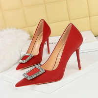 Rhinestone buckle slim high heel shoes 21