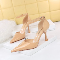 Simple wine glass heel super high heel patent leather sandals 36