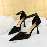 Solid color PU material high heel sandals 35
