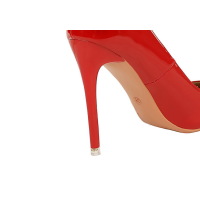 Women's patent leather high heel shoes with bow at the back 24