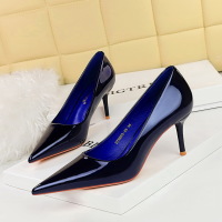 women's versatile simple patent leather high heels 23