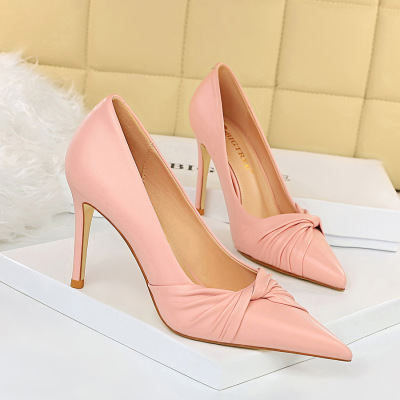PU surface shallow mouth high heel shoes 43